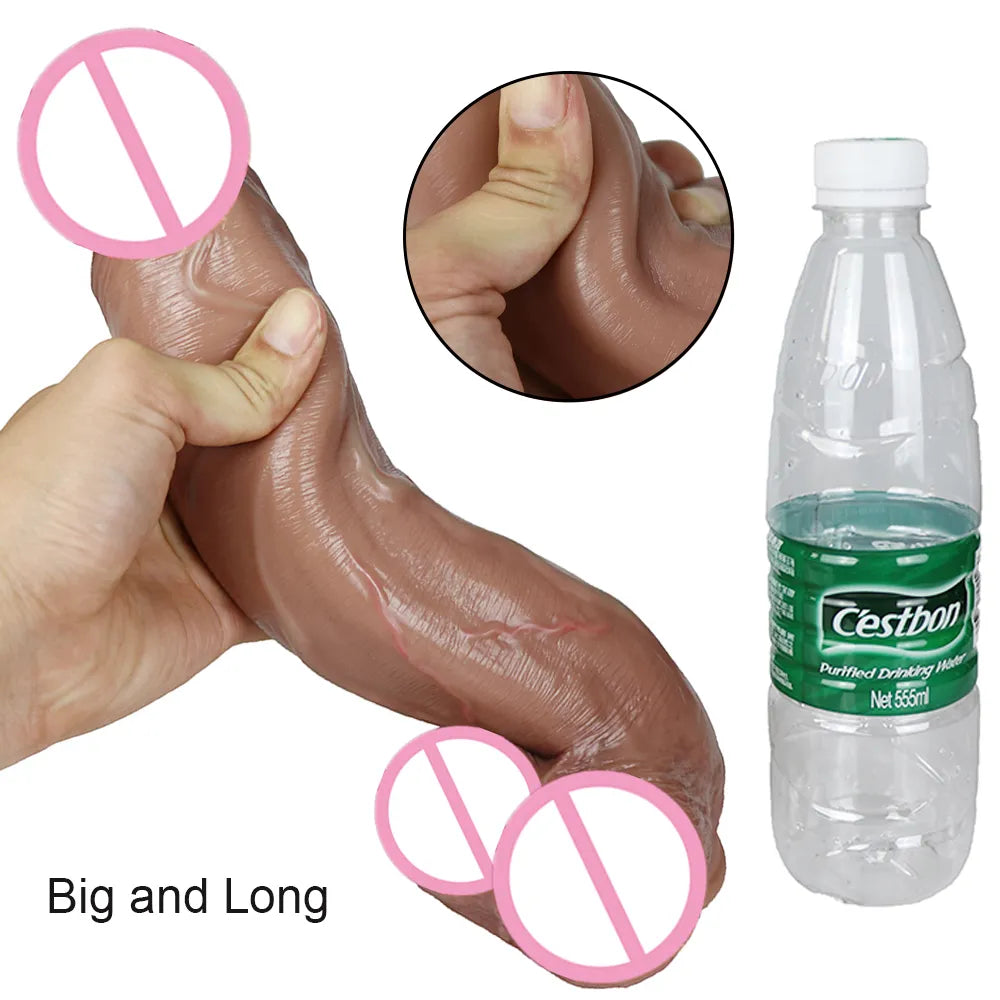 Soft Realistic Dlido Super Long Silicone Gag Huge Big Penis Anal Sex Toys For Women Strapon Lesbian Vagina Masturbate Adult Game