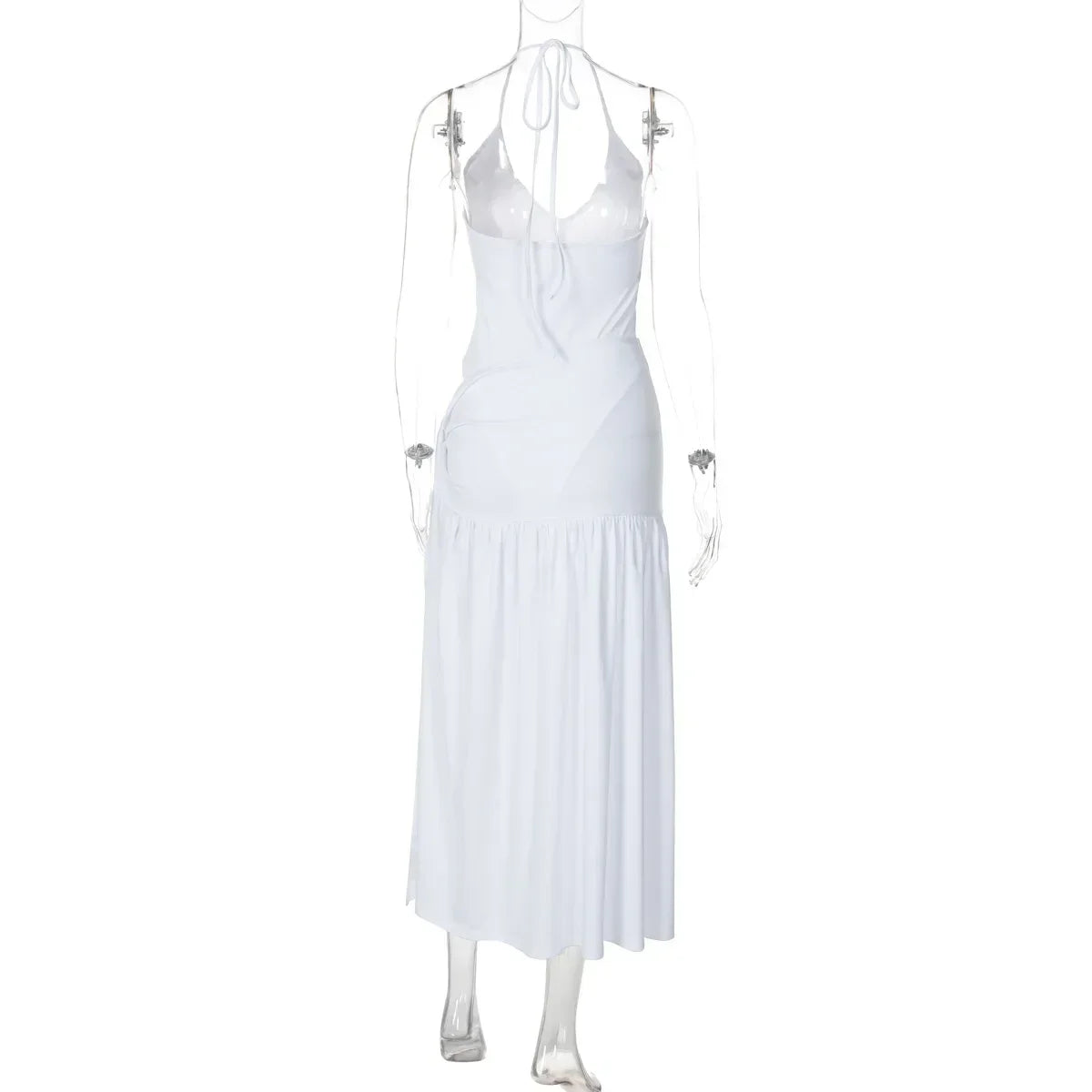 NEW Arrivals 2PCS Set UK Size Black/Light Green/White/Navy Blue Colors Sexy Elegant Women's Set Sleeveless Strap Bodysuit +Long Skirts Suit Spring Summer Autumn Tracksuit Tie Up Outfits