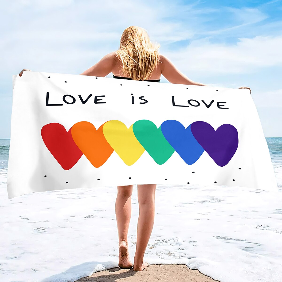 Rainbow Gay LGBT Pride Parade Beach Towel Oversized,Microfiber Beach Towel Sand Free Beach Blanket Lightweight Thin Towels