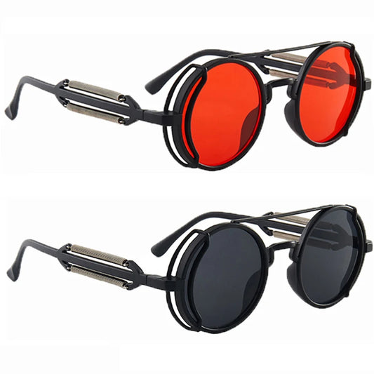 NEW Arrivals 10 Colors Steampunk Sunglasses UV400 Round Frame Design Colored Lenses Glasses Eyewear Gothic Men Women Retro Classic Sunglasses Steampunk Eyewear