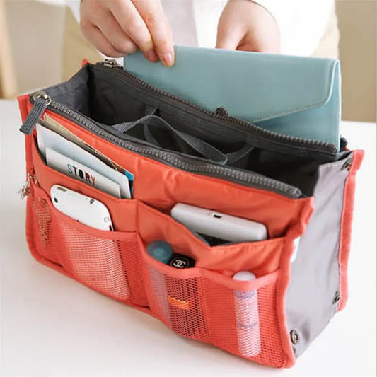NEW 10 Colors  Organizer Insert Bag Women Outdoor Travel Insert Organizer Handbag Purse Large liner Lady Makeup Cosmetic Bag Cheap Female Tote Ladies Cosmetic Accessories