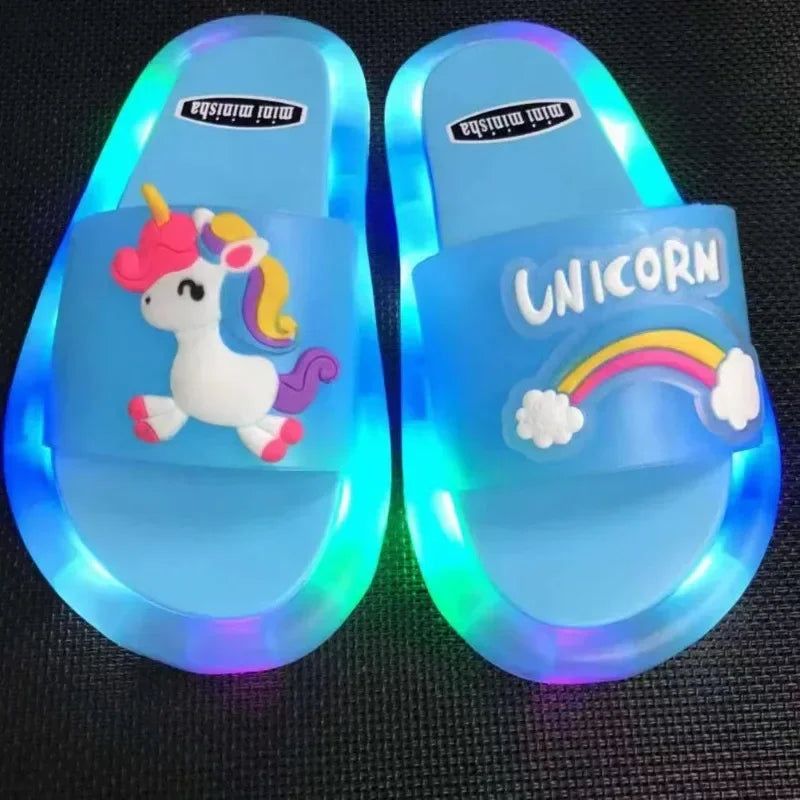 Luminous Children's Slippers Unicorn Crystal Shoes Sparkling Lights Boys and Girls Will Shine in The Cool Slippers Footwear Accessories Supplies