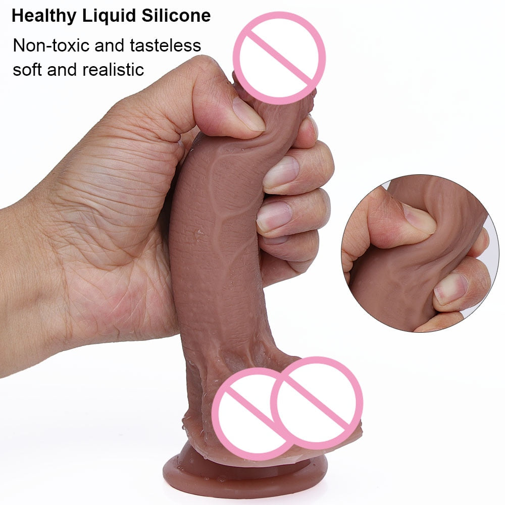 7/8 Inch Huge Realistic Dildo Silicone Penis Dong with Suction Cup for Women Masturbation Lesbain Anal Sex Toys for Adults 18