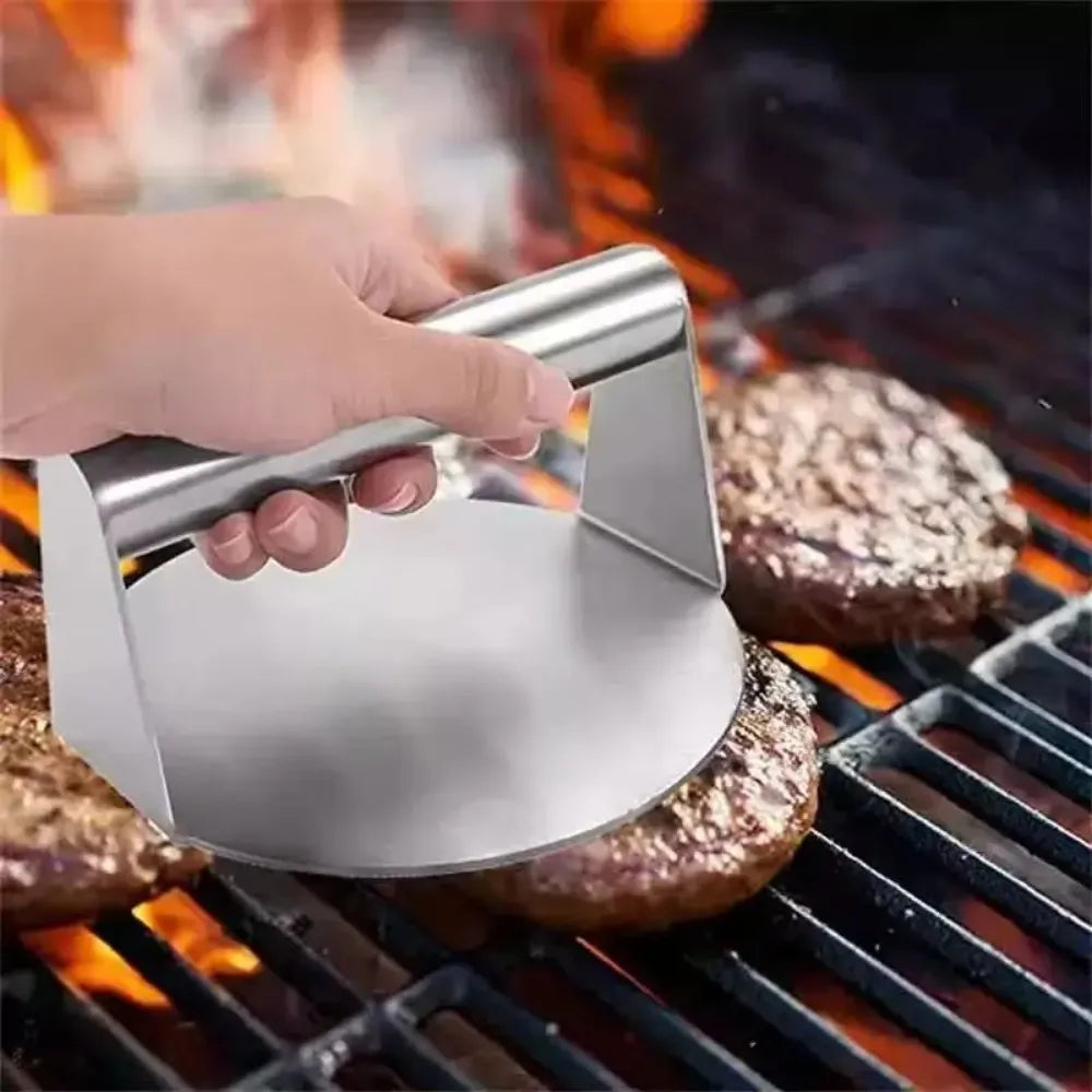 Home Outdoor Courtyard Barbeque Camping Grill  Stainless Steel Hamburger Presser Meat Tenderizing Press Burger Kitchen Gadgets Meat Pie Make Kitchen Accessories Cooking Tools