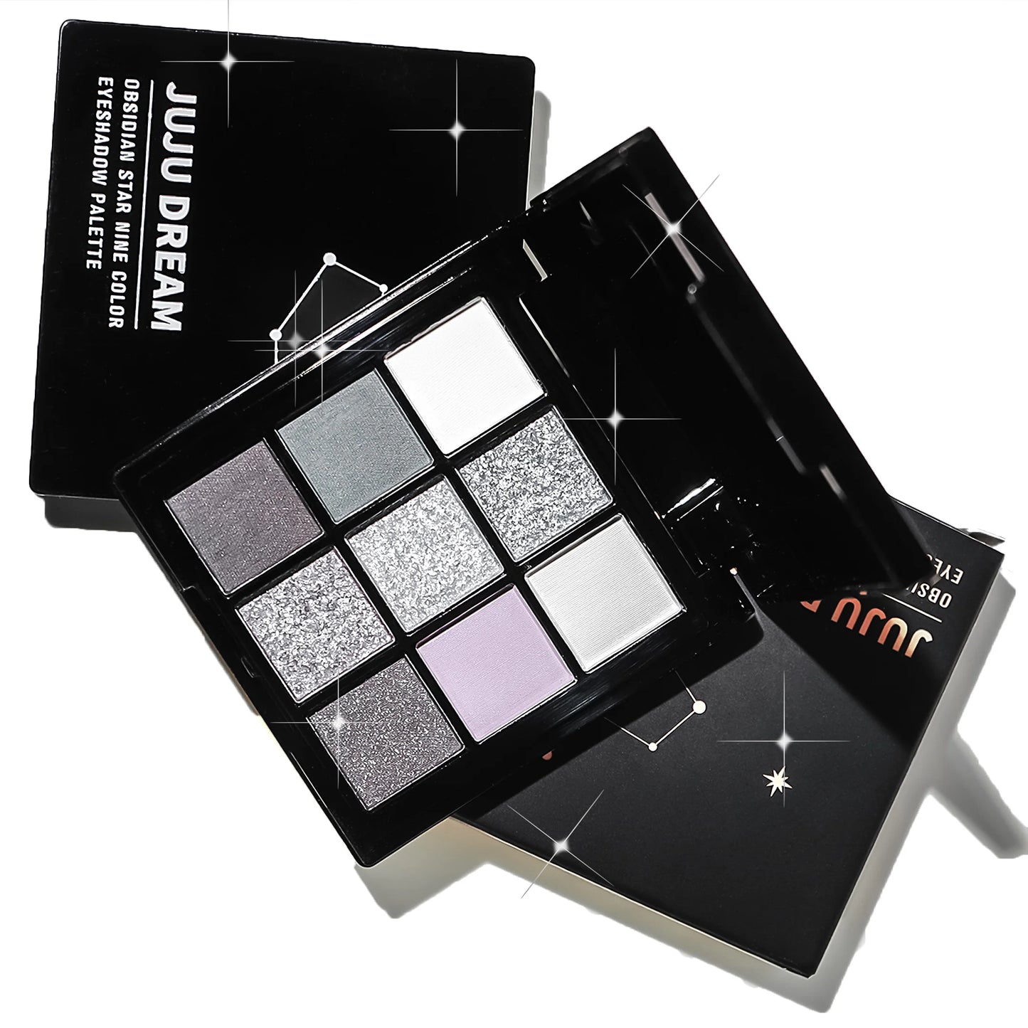 9-Shades Eyeshadow Palette: Black Swan, Smoky, Dark Black, Grey Silver Glitter, Matte Finish, Long-Lasting, and Easy to Color Women Cosmetic Supplies