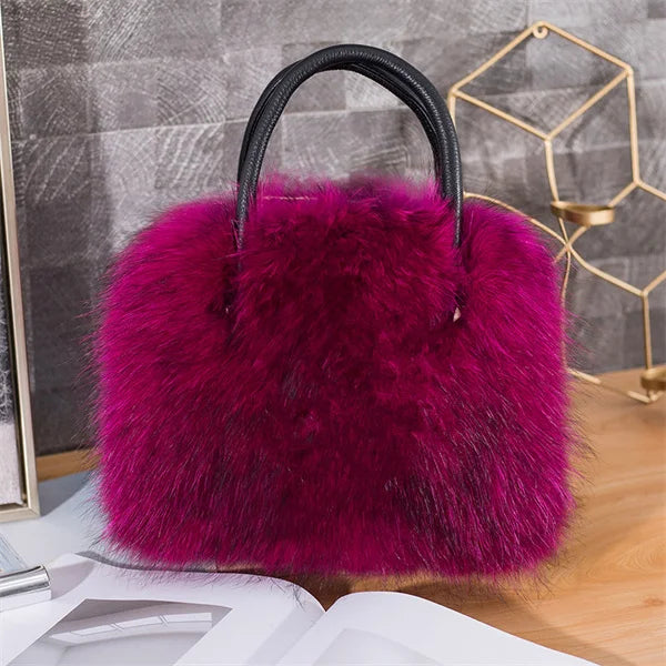 New Women's Clothing Designer Brand Luxury Real Fox Hair Large Capacity High-End Evening Party Business Dinner Handbag Charm Women's Fur Bag Purse Girls Ladies Luxury Fashion Apparel Accessories Clothing Supplies