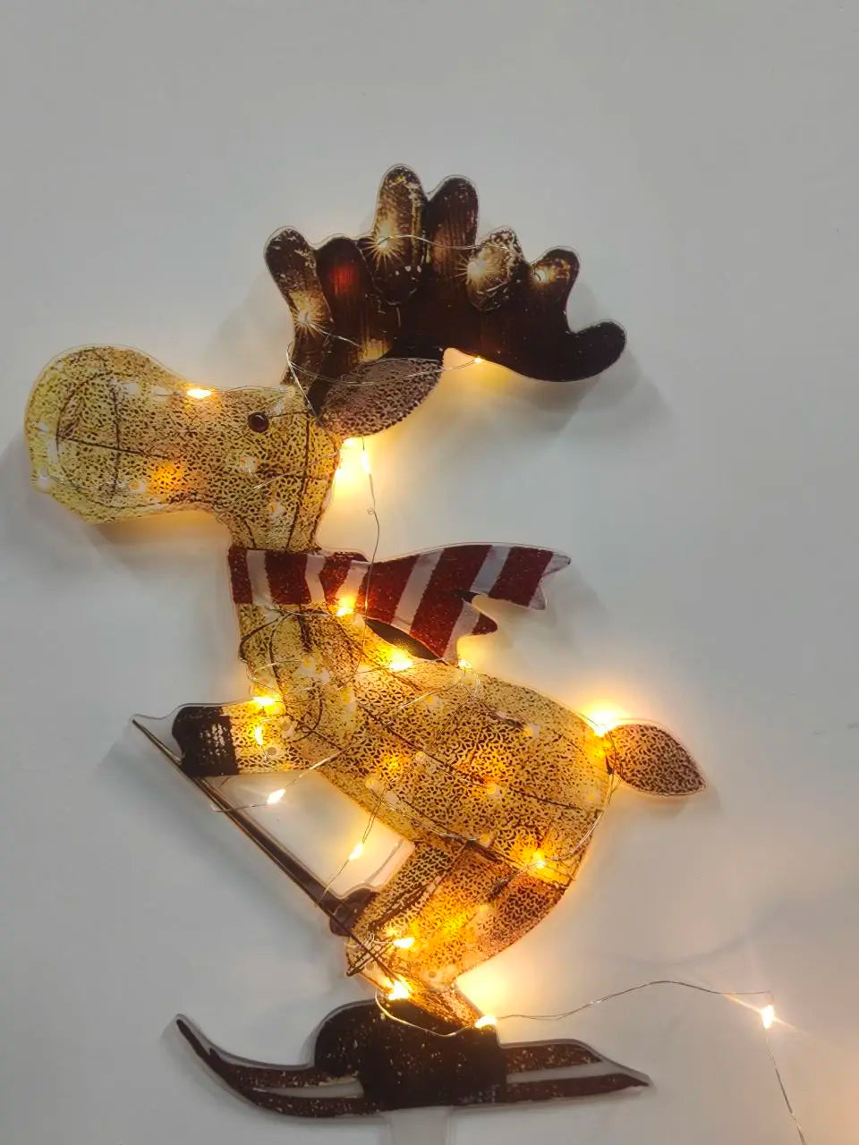 NEW Arrivals Lighted Reindeer Ornaments Glowing Ski Deer Statue with LED Lights String Standing Reindeer Figurines for Christmas New Year Eve Decoration Home Outdoor Garden Courtyard Lawn Accessories Supplies