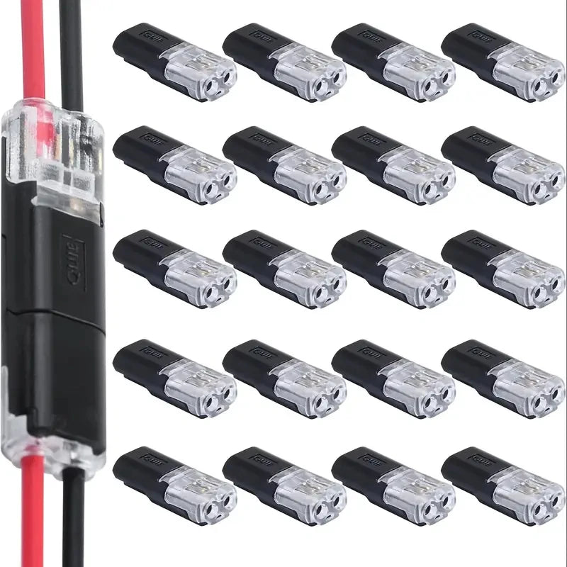 100 PCS Set H2 2-Pin Pluggable Wire Connectors, Nylon Insulated Copper Quick Connect Terminal Blocks, Suitable for Low-Voltage Cables, No Power Mode Required, No Electronic Components