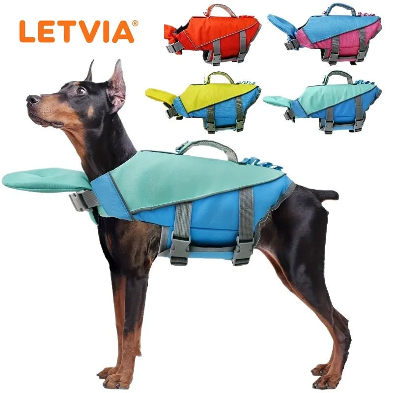 XS-XL 4 Colors Dog Life Jacket Adjustable Dog Life Vest Reflective Dog Life Vest with Handle for Small To Large Breeds Swimming Boating Pets Safety Supplies