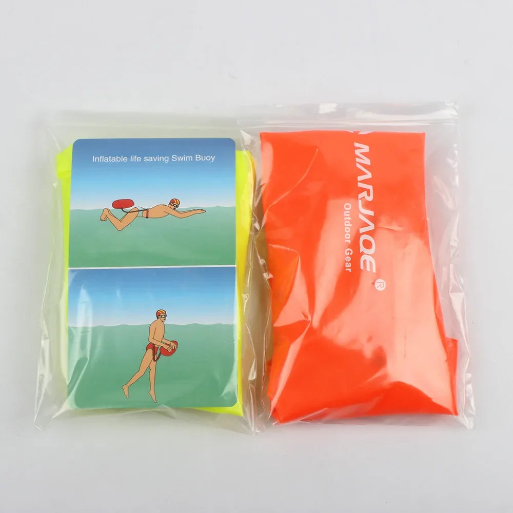 Outdoor Swim Safe Buoy Inflatable Life Saving Swim Buoy PVC Inflated Air Drying Bag with Belt Drift Bag For Swimming Pool Open Summer Water Sports Accessories