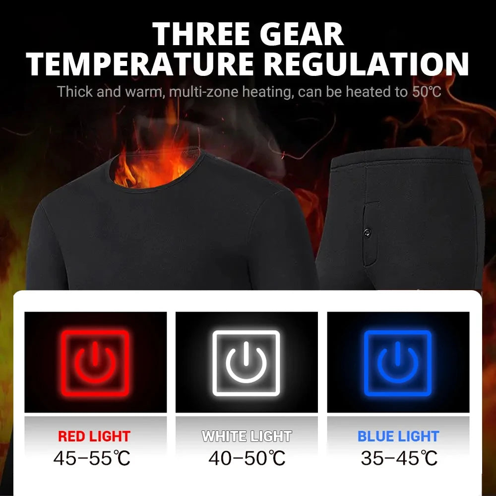 2 PCS Women Men Suit S-3XL UK Plus Size Electric Clothes 52 Areas New Material Technology Heated Underwear Winter Thermal Underwear Women Men Heating Jacket Winter Accessories USB Electric Heating Clothes
