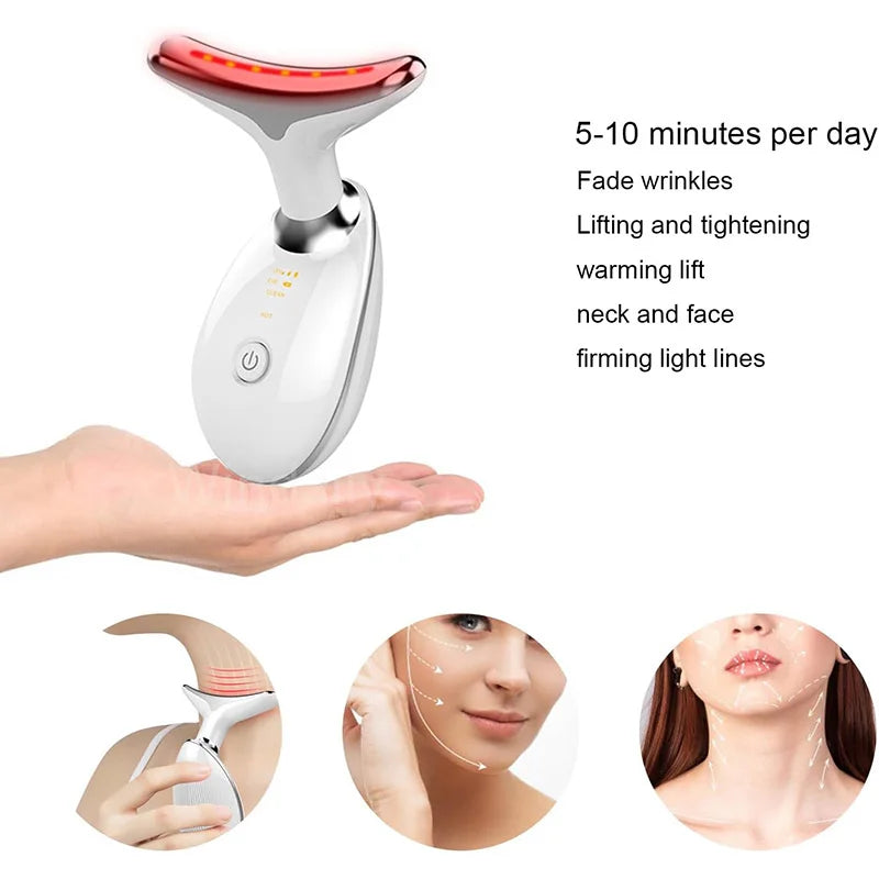 NEW 7 Colors Electric Neck Face Anti Wrinkle Facial Massager Neck Face Beauty Device Skin Tighten Facial Lift Device Reduce Double Chin Skin Care Tool Ladies Beauty Salon Spa Supplies