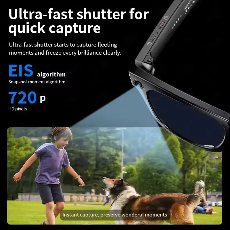 NEW AI Smart Glasses with 8MP Camera Video Recording 100+ Languages Translation Sunglasses Bluetooth Call Music Play Men Women Smart Sunglasses