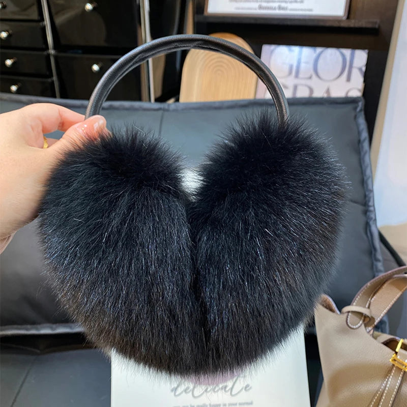 New Winter Real Fox Fur Earmuffs 14 Colors for Women Natural Fox Fur Scarves Dual use Genuine Warmer Plush Earmuff Outdoor Solid Fur Scarf