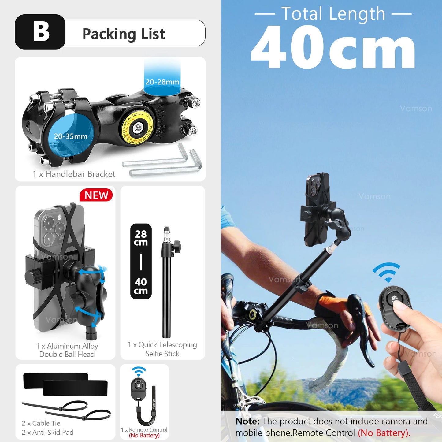 NEW Arrivals Front Rear Mobile Phone Riding Bike Telescopic Monopod Bicycle Selfie Stick for Insta360 iPhone Huawei Xiaomi Samsung Accessories