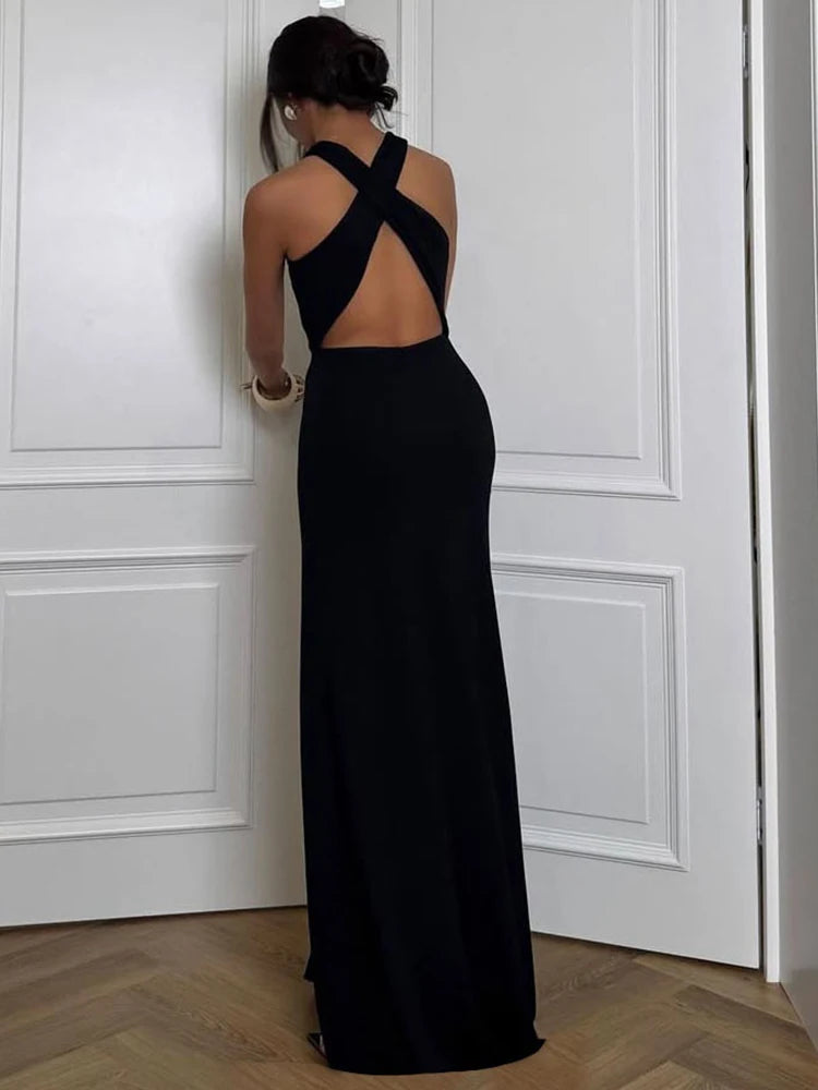 NEW Arrivals S(8)-L(12-14~0 UK Size Sexy Hot Irregular Hollow Cross Knot Maxi Dress Women Sexy Backless Skinny High Splits Midnight Prom Evening Beach Party Night Club Outfits