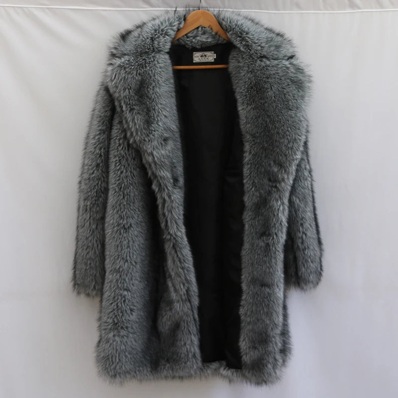 Low-Price Sales are Limited NEW Arrivals S-6XL Plus Size Luxury Dark Gray Men's Fur Coat Mink Fur Long Coat Winter Thickened Warm Trench Coat Outdoor Snow Clothes Men Luxury Fashion Apparel Supplies