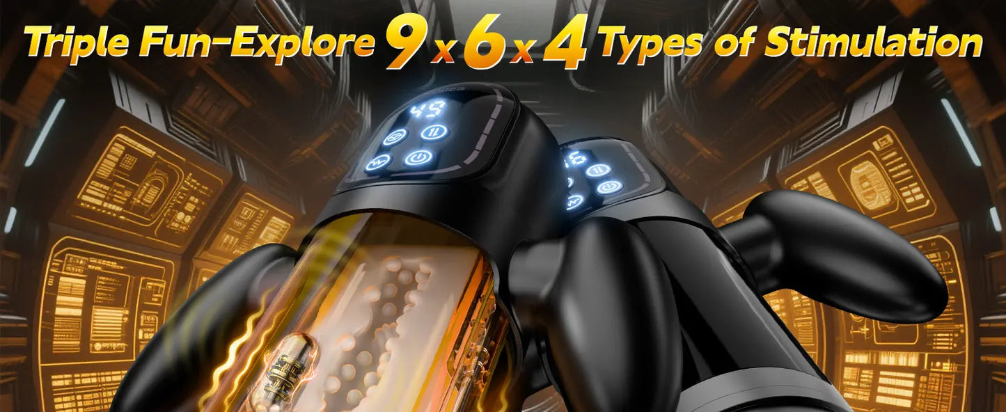 NEW 4 + 1 Automatic Thrusting Sucking Male Masturbator Blowjob Masturbation with Handle LCD Display Penis Pump Stroker Sex Toys for Men 18+