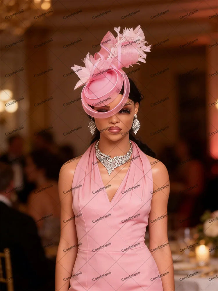 20 Colors Women's Luxury Evening Wedding Mesh Pillbox Fascinator Hat Ladies Bride Kentucky Formal Church Headwear Tea Cocktail Party French Chapeau Cap With Feather Clips