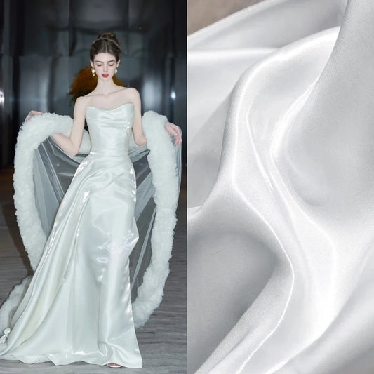 NEW Arrivals 5 Colors 1.5M + 10 Yards Luxury Super Bright White Thickened Japanese Water Gloss Tulle: Shiny Smooth Crystal Satin Texture, Special Mesh for Wedding Dress Skirts Formal Designer Clothing