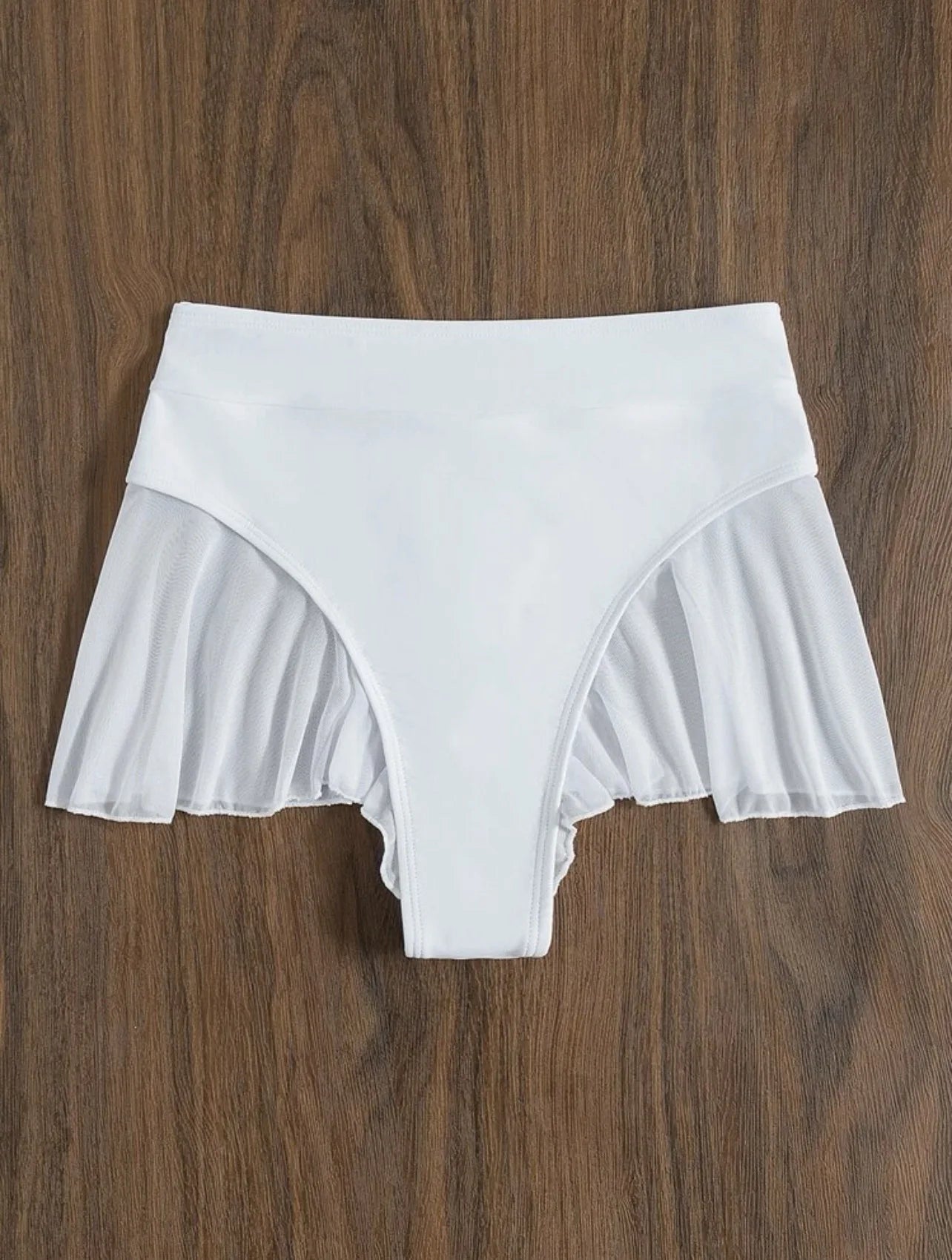 NEW Arrivals White/Black Color Thong Sexy Swim Panty for Women High Waist Beachwear Swimwear Ruffle Solid Swim Trunk Cute Beach Shorts Girls Sexy Bathing Suit