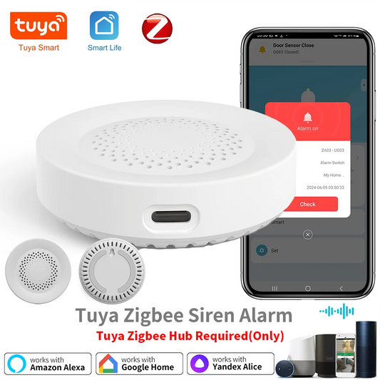 TUYA ZIGBEE Siren Alarm For Smart Home Security 100db Speaker Works With Alexa Yandex Alice Require Hub.