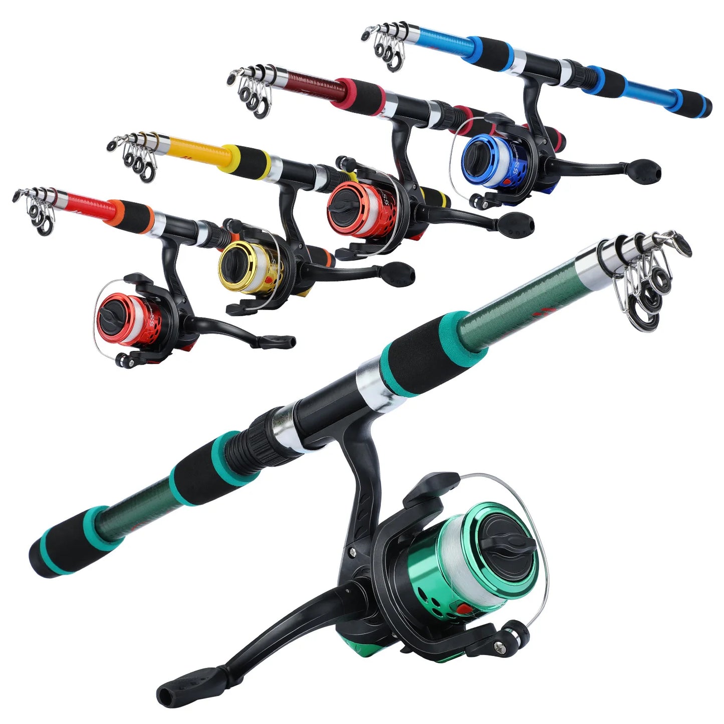 Full Set 1.8M Spinning Fishing High Speed Rod and Reel Combo 5.2:1 Telescopic Rod with 3BB Fishing Reel Max Drag 5kg Full Fishing Kit Outdoor River Lake Rock Fishing Sets