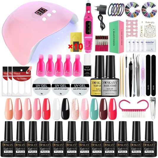 Manicure Sets Extend Semi-permanent  Varnish Tools Kit with UV Lamp Polish Set Nail Drill Supplies for Professionals