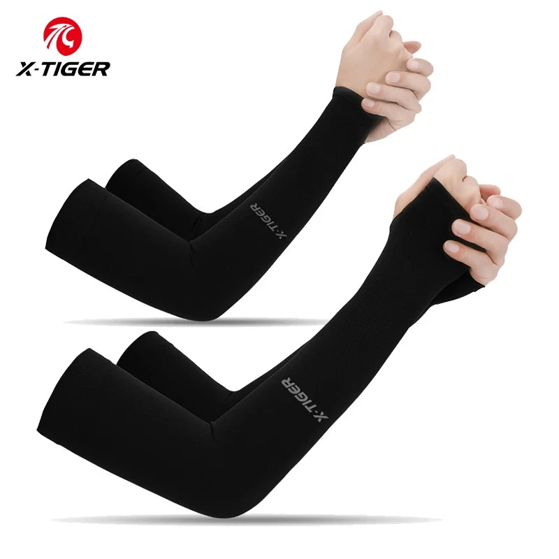 NEW Arrivals 2 Pair Set Cycling Outdoor Running Fitness Gym  Arm Sleeves Ice Fabric  Anti-UV Sunscreen Running Cycling Sleeve Arm Warmers Women Men Sports Accessories Supplies
