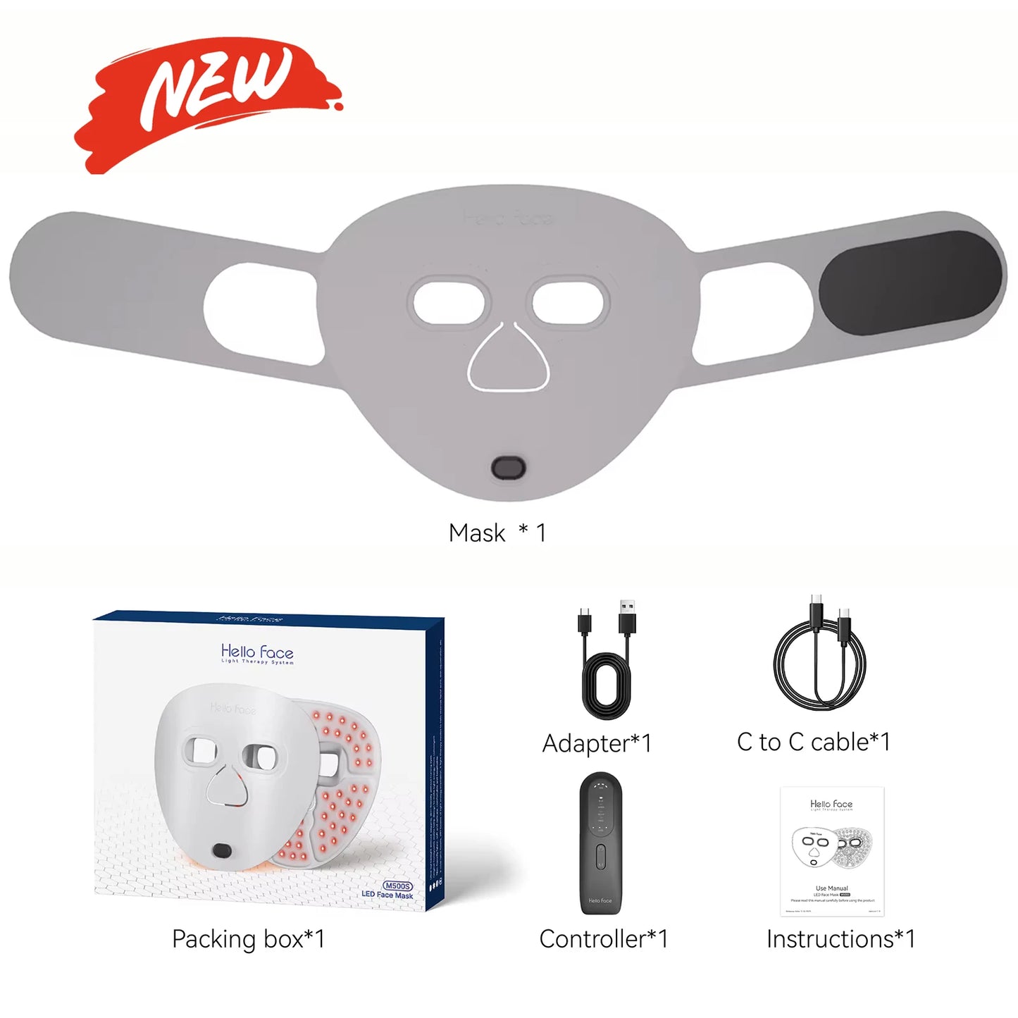 Hello New Face 510K Wireless Near-Infrared and Red Light Therapy Facial Mask For Powerful Anti-Aging Professional Ultra-light Mask 3000mAh