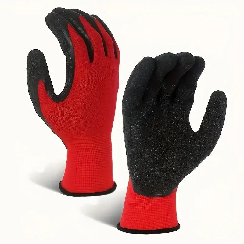 NEW Arrivals 5/10pairs Blue/Yellow/Red Non-Slip Thicken Latex Rubber Safety Work Gloves Palm Coated Gloves Mechanic Working Kitchen Gloves for Garden Home Work Tools Home Garden Accessories