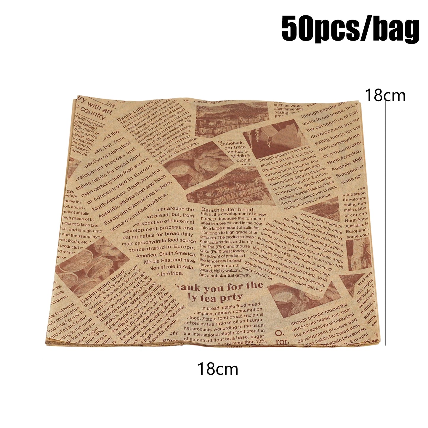 100 PCS Set Oil-Proof Non-Stick Paper Sheet Food Sandwich Packaging Wrap Paper Newspaper Style Greaseproof Deli Paper for Wrapping Burger Bread Cooking Tools Set
