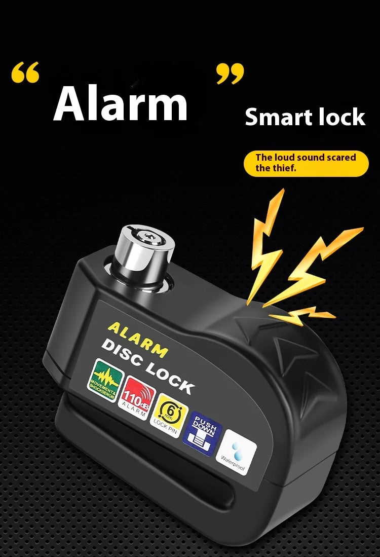 NEW Arrivals Blue/Black Color  Bicycle Motorcycle Scooter Electronic Alarm 110dB Lock Disc Brake Lock For Motorcycle Bicycle High Security Weatherproof Easy To Use