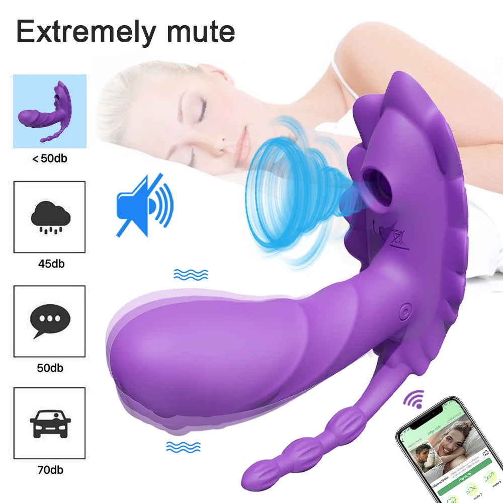 Sucking Clitoris Vibrator Women 3 In 1 Telescopic Wireless Control Clit Sucker 12 Speeds Female Wearable G-Spot Anal Stimulator