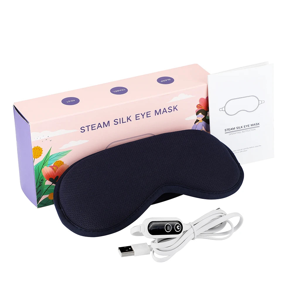 Electric Heated Eye Mask, USB Eye Mask for Dry Eyes with Constant Heating Temperature, Warm Compress Heating Pad for Sleep Dark Circles Removal Eye Strain Massage Relaxation Mask