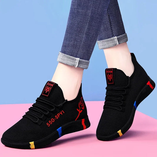 Tennis Feminino  Women Vulcanized Shoes Air Mesh Light Soft Sneakers Female Flats Platform Lace Up Casual Shoes Basket Femme