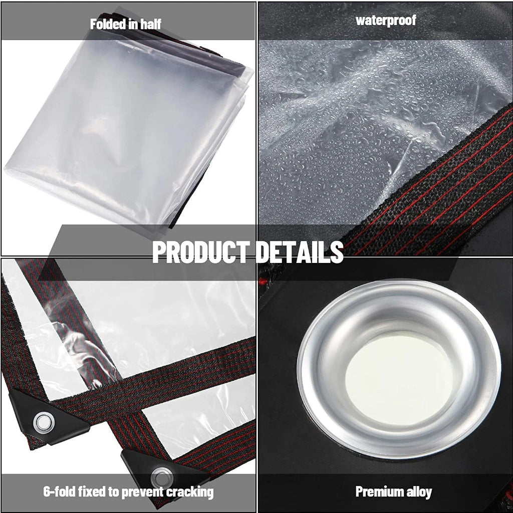 NEW Arrivals Thicken Transparent Waterproof 5-8 People Tarpaulin Garden Rainproof Sun Shelter Clear Poly Tarp Plant Cover Insulation Shed Cloth with Grommets Home Outdoor Garden Supplies