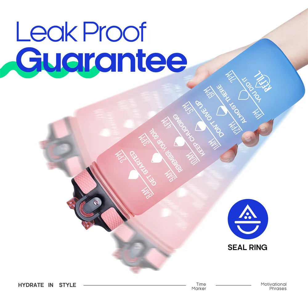 1000ml 32 Oz Leakproof Water Bottles with Times to Drink and Straw Motivational Drinking Sports Water Bottle for Fitnes Gym Outdoor