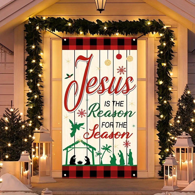 Christmas Door Frame,New Year Hanging Banner Decoration Background, Holiday Party Decoration Supplies