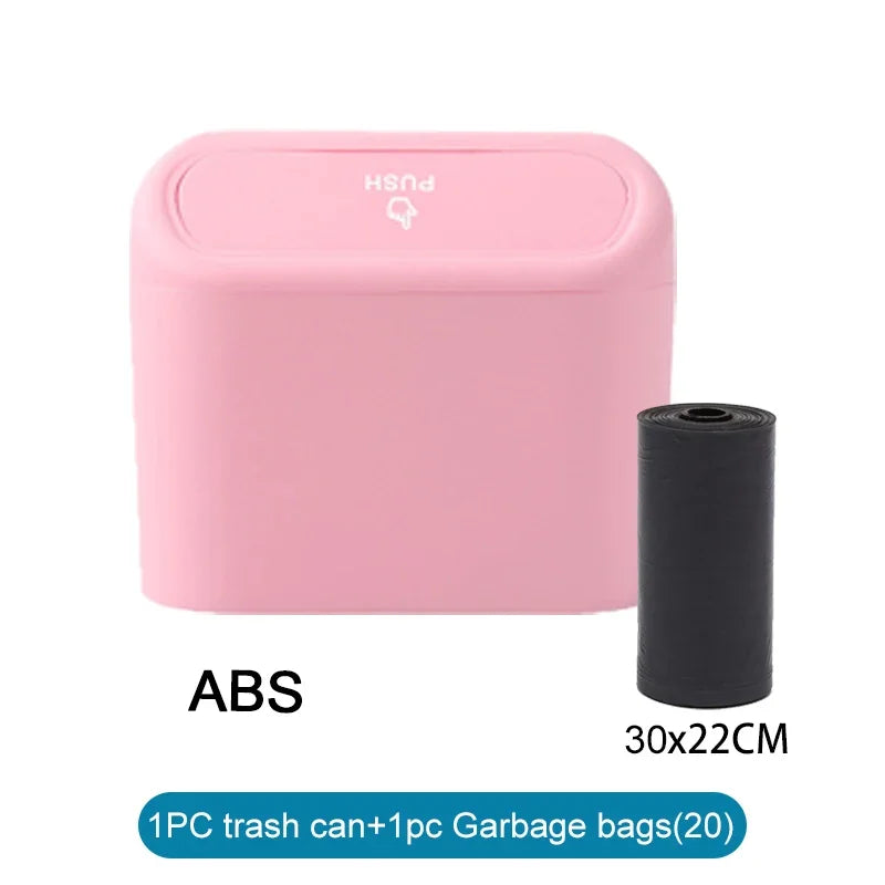 NEW Blue/White Color Car Trash Can (with Lid) Contains 60 (300) Garbage Bags, Small Car Trash Can, Leak-Proof Mini Car Cleaning Accessories