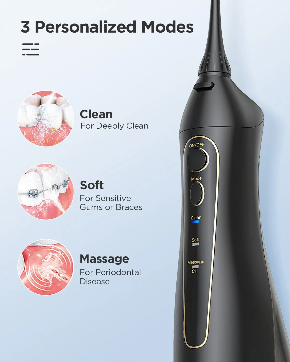 Electric  Water Flossers Oral Irrigator Rechargeable Portable Dental 3 Modes Set Water Tank for Teeth 300ML Waterproof Teeth Cleaner