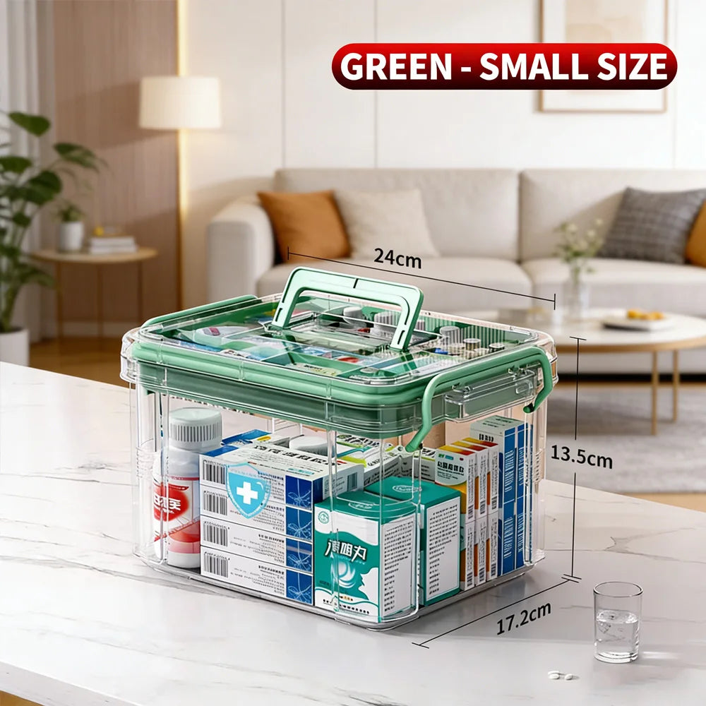 Small and Large Size Multifunctional Home Medical Box Double Layer Medicine Chest Portable Emergency Drug Storage Case Family First Aid Kit