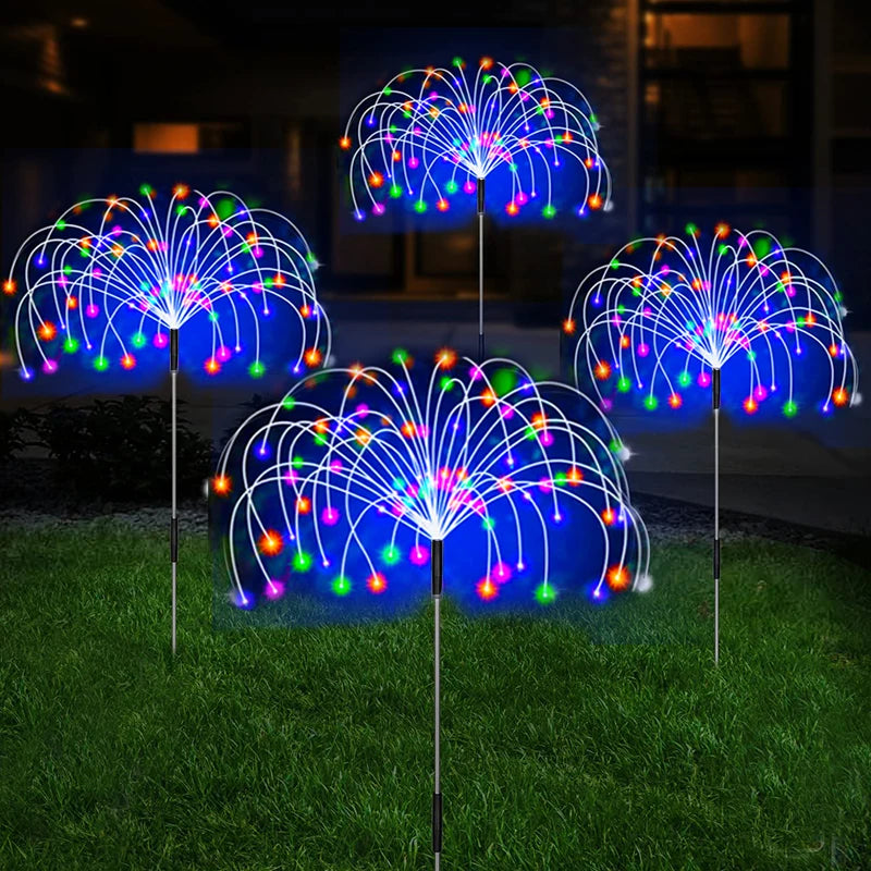 5 PCS Set Solar Firework LED Stake Lights Outdoor Garden Decor Pathway Fairy Light Waterproof Yard Lawn Patio Landscape Decor Solar Lamp