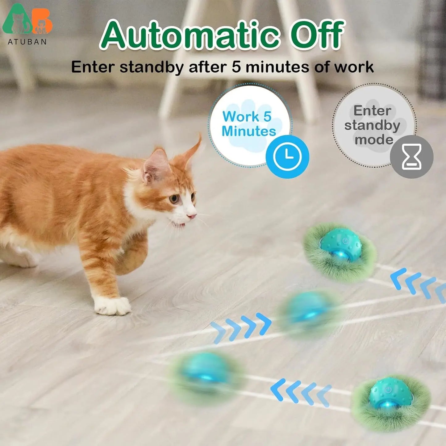 Cat Toys for Indoor Cats, Electric Cat Ball Fast Rolling in Pouch,Motion Activated Chirping Cat Toy,Hide and Seek Cat Toy