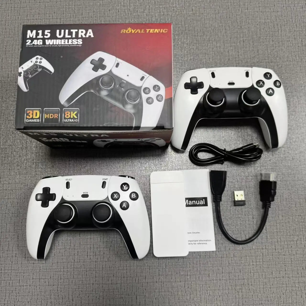 New 4K TV Game Stick M15 Ultra 64G 128G Handheld Game Player 2.4G Dual Wireless Controller 50000+ Games Family Game Player Computer Accessories Gaming Supplies
