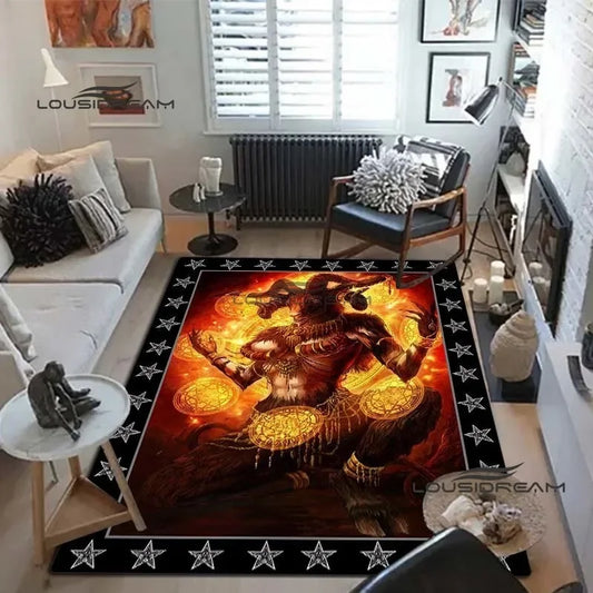 25 Types/Colors Baphomet Secret Society Illuminati's Ceremonies Rituals devil lucifer Sacrifice Carpet and Rug Goat Baphomet Rug Living Room Bedroom Area Carpet Non-Slip Mat