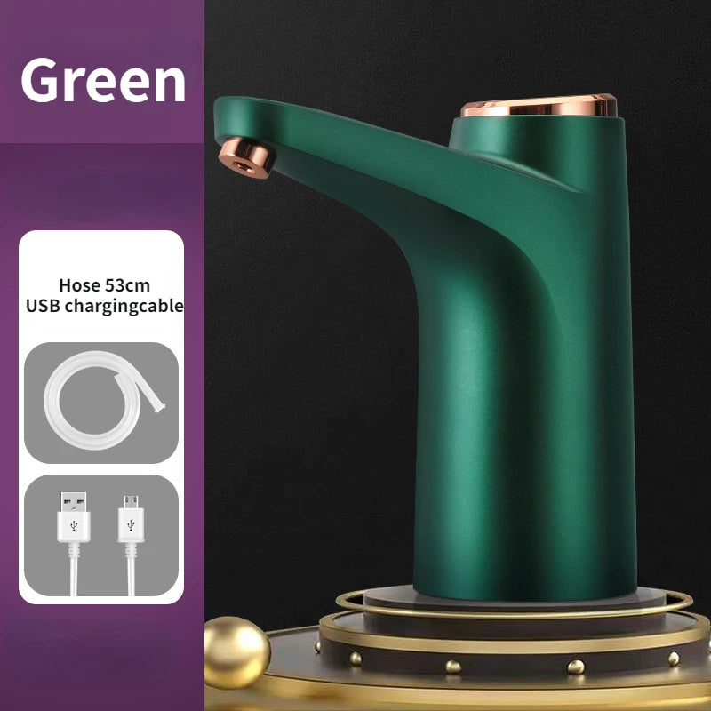 3 PCS Set Automatic Water Dispenser + Base Gray/Green/White Color Electric Water Pump Button Control USB Charge Portable for Kitchen Office Outdoor Drink Dispenser Home Office Watering Supplies