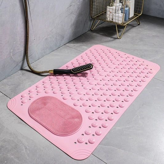 NEW 5 Colors Non Slip PVC Bath Mat with Suction Cup Massage Bumps Quick Dry Bathroom Rug Shower Safety Carpet Strong Drainage Bathroom Carpet