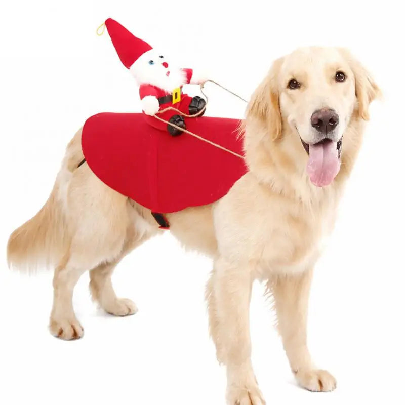 Creative Dog Cat Christmas Costume Santa Claus Riding Pet Cosplay Clothes Christmas Party Pet New Year Eve Gift