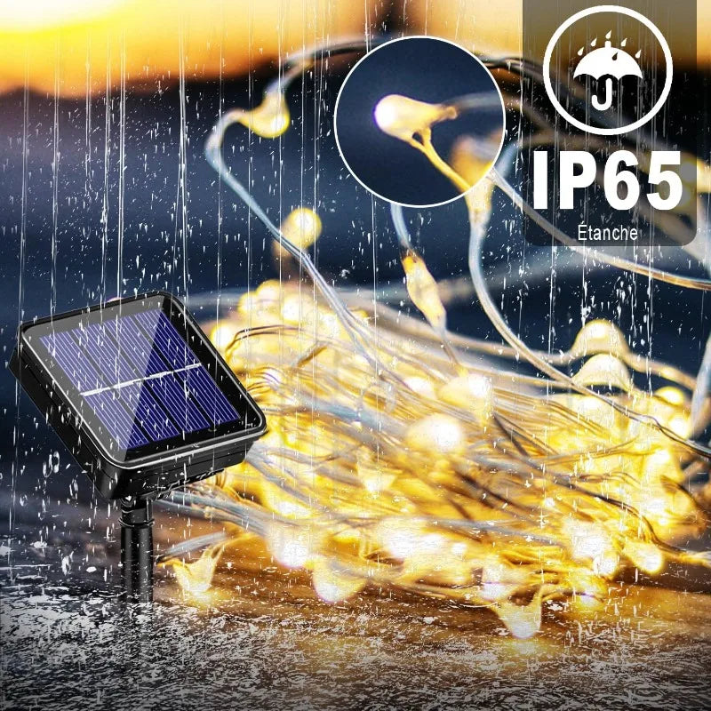 2 PCS Set 30M 300 Led Solar Lights Outdoor Dusk to Dawn Solar Fairy Lights Waterproof 8 Modes Solar Christmas Lights for Outside Patio Garden Gazebo Decoration Lighting Accessories